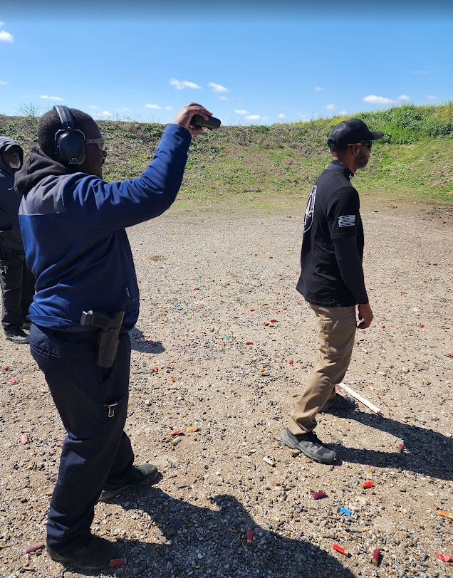 Student training in an advanced defensive handgun course with Gideon Training Solutions in the Dallas-Fort Worth area. Course covers defensive shooting fundamentals, situational awareness, and threat response techniques for responsible gun owners. Defensive handgun training Dallas. Advanced firearms training Fort Worth. Defensive pistol class Mansfield Texas. Firearms training DFW.