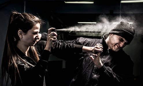 Two individuals demonstrating non-lethal and less-lethal self-defense techniques during a Gideon Training Solutions training session in DFW. Three to four hour course teaching practical and effective self-defense skills for protecting yourself without causing serious harm. Non-lethal self-defense training available in Dallas, Fort Worth, Mansfield, Arlington, and all North Texas cities.